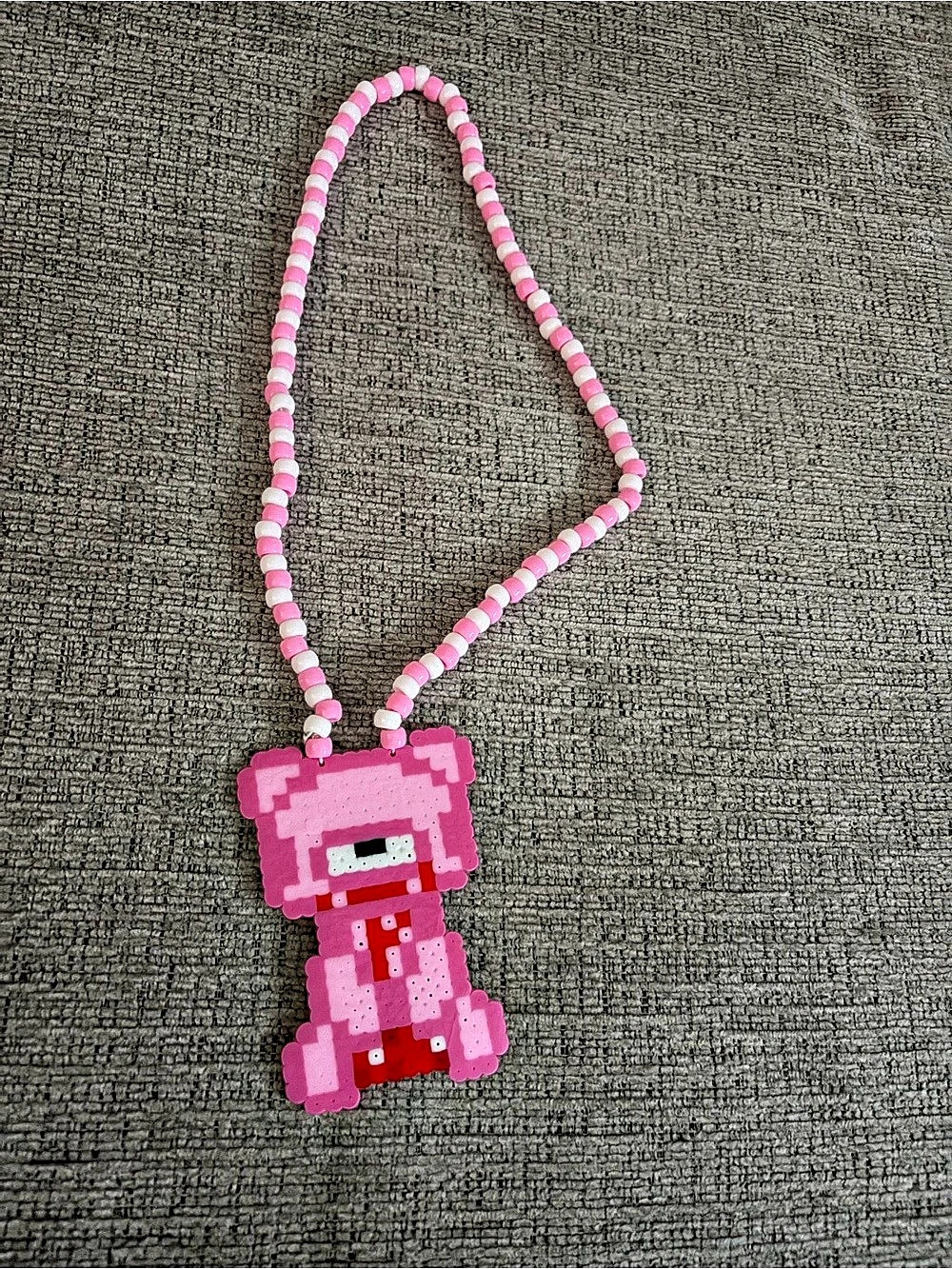 Pink & White Robot Pendant Necklace